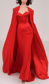 Trägerloses Korsett-Zweiteilerkleid in Rot